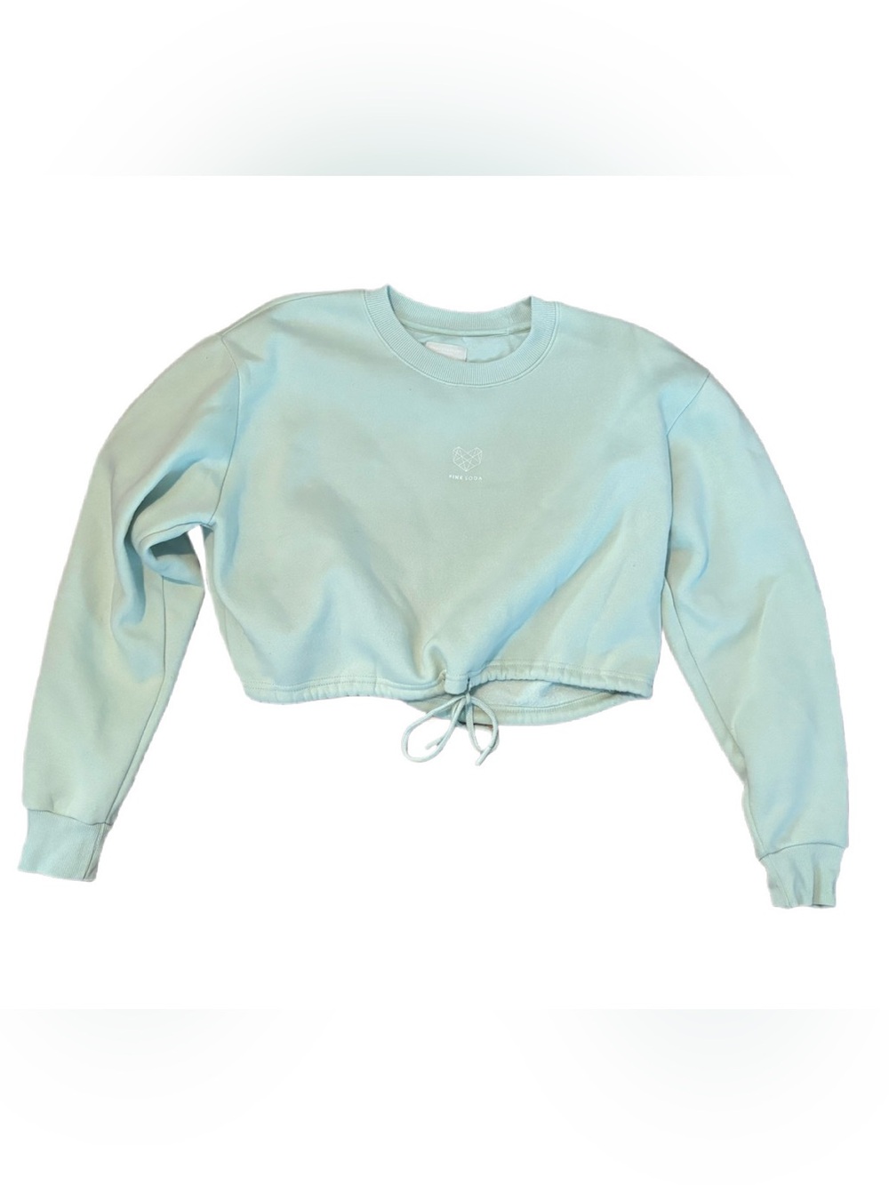 Pink Soda light green cropped sweatshirt with tie detail medium